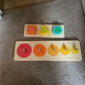 Lovevery Shape and Stacker puzzles